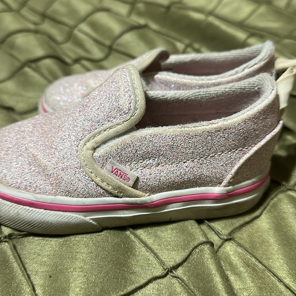 Vans Sparkly Pink Kids Slip-On Shoes - Picture 6 of 6